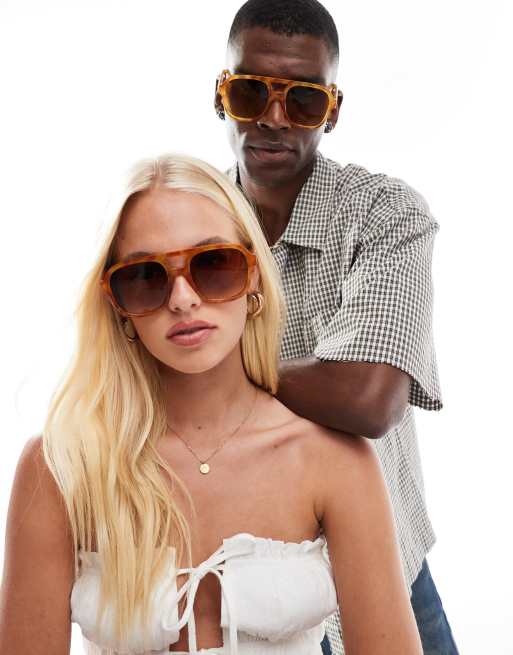 Aire - Whirlpool - Lunettes de soleil aviateur oversize à motif écaille de tortue vintage, 3 de 3