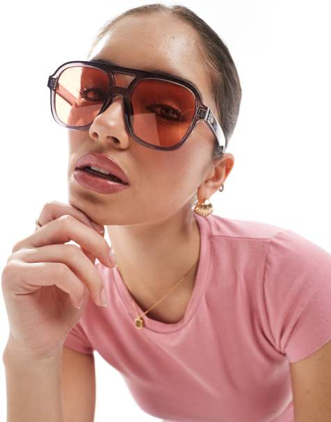 Aire – Whirlpool – Okulary przeciwsłoneczne typu aviator z różowymi soczewkami i szarymi oprawkami - view 1