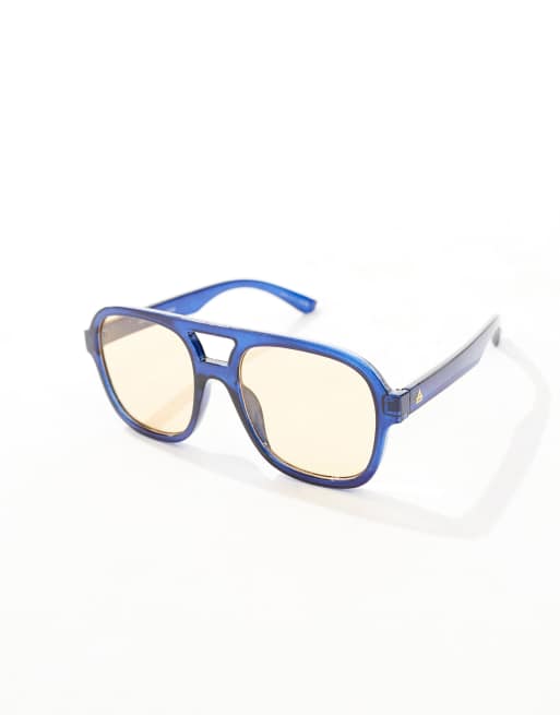 Aire Whirlpool oversized aviator sunglasses in navy with golden lens