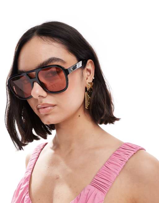 AIRE Whirlpool oversized aviator sunglasses with tan tint  display picture 3