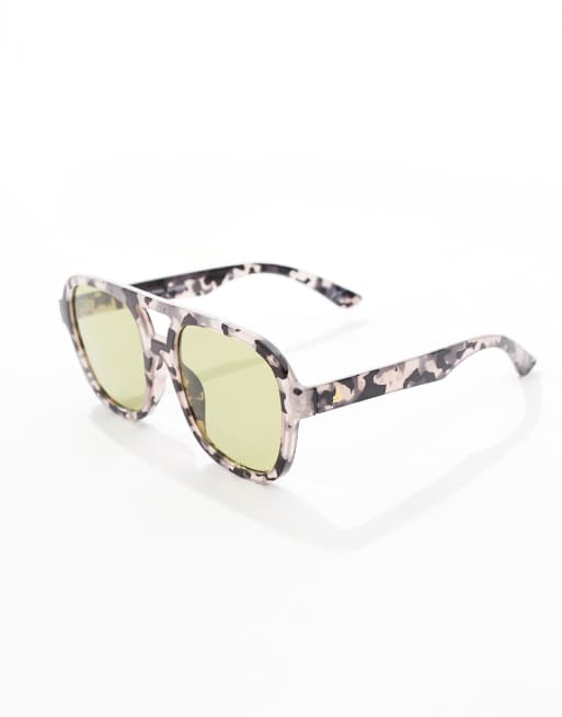 Aire Whirlpool oversized aviator sunglasses with yellow lens in charcoal tort