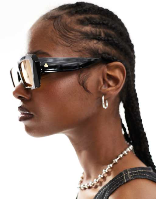 AIRE X ASOS apheta square frame sunglasses in black with  display picture 1