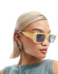 [Aire] AIRE x ASOS Apheta square frame sunglasses in yellow with blue lens No Size YELLOW