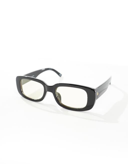 AIRE x ASOS Ceres rectangle sunglasses in black with yellow lens, 2 of 4
