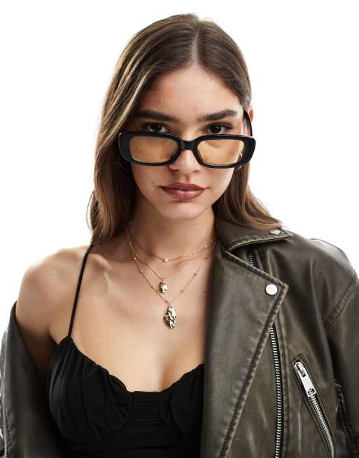 AIRE X ASOS - Ceres - Rektangulære solbriller med sort stel og gule glas, 4 af 4