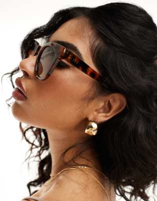 AIRE X ASOS - Dorado - Eckige Sonnenbrille in dunkler Schildpatt-Optik-Brown