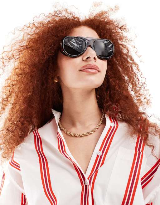 AIRE X ASOS - Solar - Aviator zonnebril in donkere tortoise met groene glazen