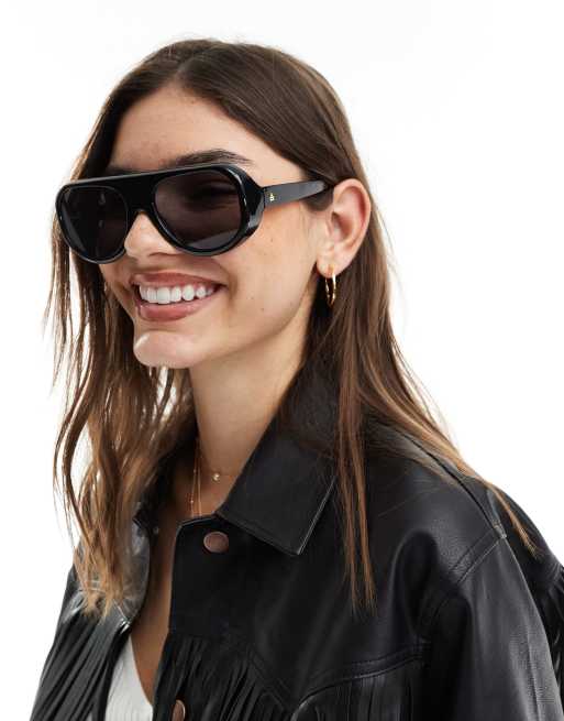 AIRE X ASOS - Solar - Occhiali da sole aviatore neri, 3 di 4