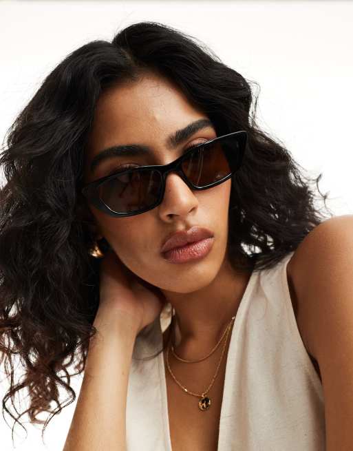 AIRE X ASOS Titania Lunettes de soleil fines a verres marron Noir ASOS