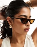 [Aire] AIRE x ASOS Titania slim sunglasses in black with brown lens No Size BLACK