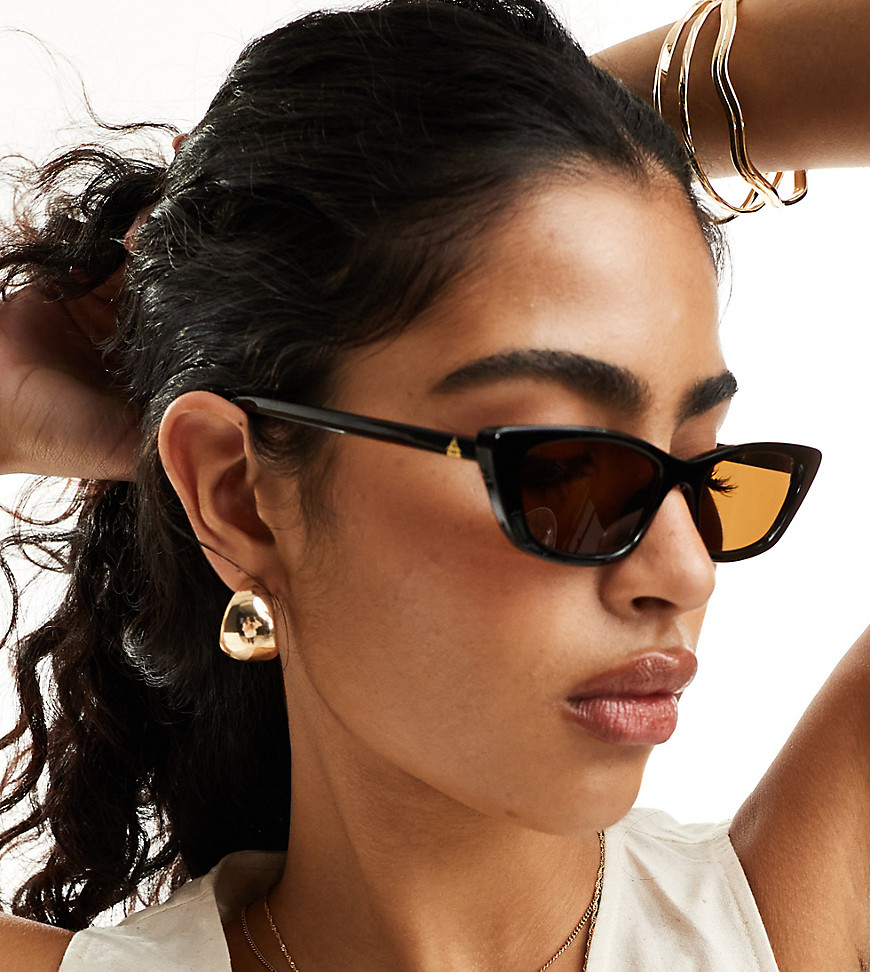 X ASOS titania slim sunglasses in black with brown lenses