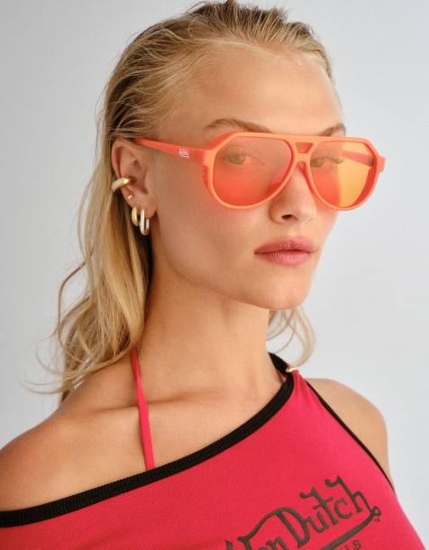 AIRE x Von Dutch Shameless aviator sunglasses in neon orange - view 1