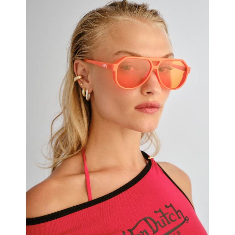 Dsquared2 Neon Orange Aviator Sunglasses | Oversized | Mirror Lenses Original_Aviator_in_Green_Full  main image 3