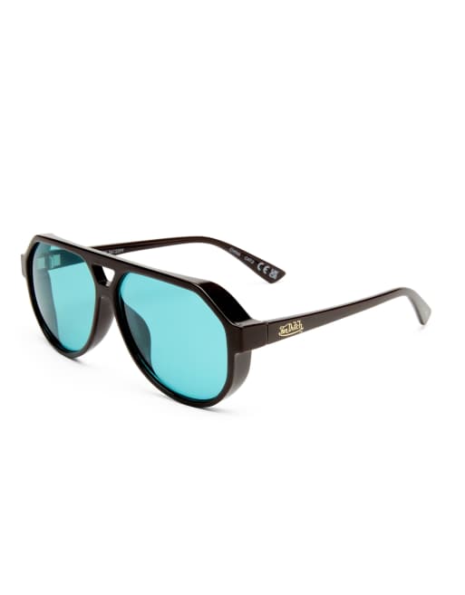 AIRE x Von Dutch Shameless blue lense aviator sunglasses in brown, 3 of 5
