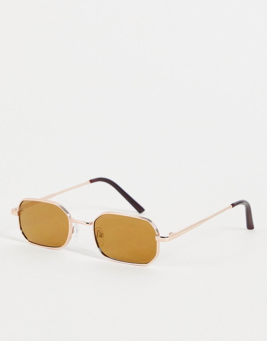 Aj Morgan 70s Rectangular Sunglasses In Gold