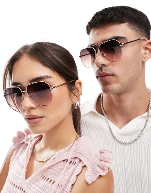 AJ Morgan - Aces Up - Metalen aviator zonnebril in roze en goud , 3 van 3