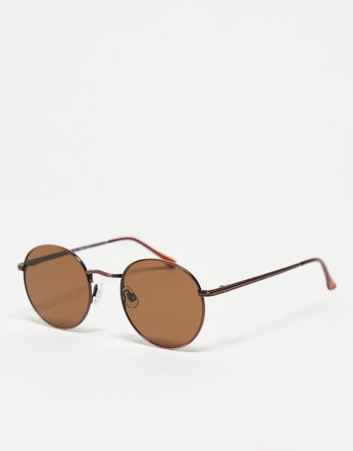 AJ Morgan - Agreed - Ronde zonnebril met bronzen glazen in goudkleur 