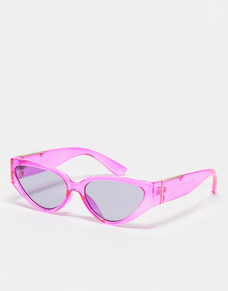Aj Morgan Angular Cat Eye Sunglasses In Hot Pink