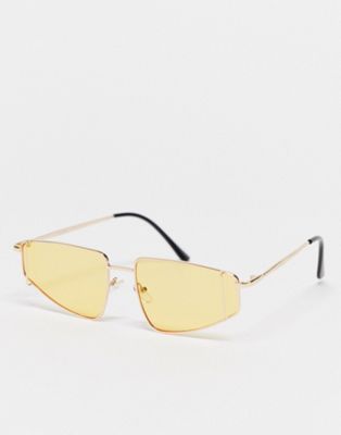 AJ Morgan angular lens sunglasses in gold and yellow