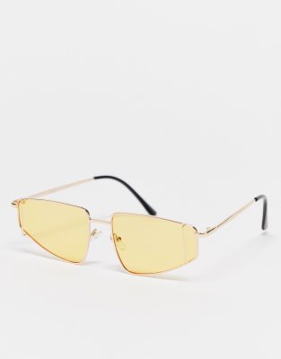 AJ Morgan angular lens sunglasses in gold and yellow - Click1Get2 Coupon