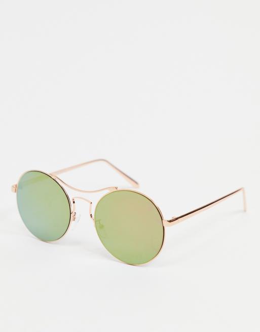 AJ Morgan aviator style sunglasses in rose gold with pink lens