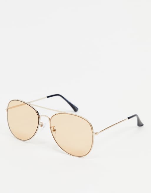 Aj Morgan Aviator Sunglasses In Gold Asos