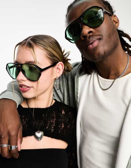 AJ Morgan - Aviator zonnebril met groene glazen in zwart , 2 van 4
