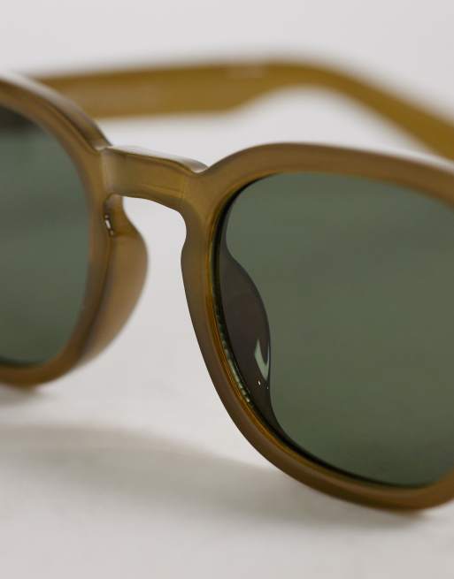 AJ Morgan baskets round sunglasses in olive green , 2 of 3