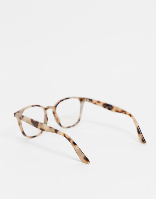 AJ Morgan blue light round glasses in light brown tort