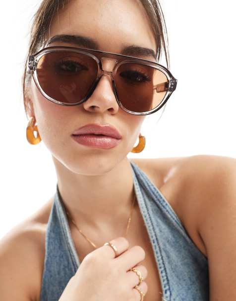 AJ Morgan – Brązowe okrągłe okulary przeciwsłoneczne typu aviator - view 1