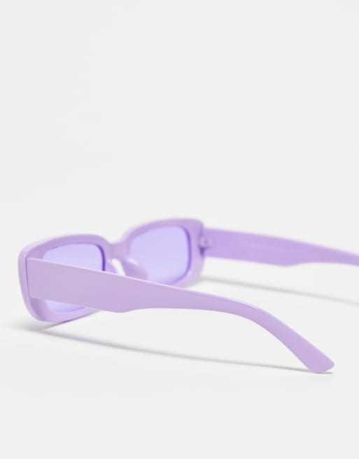 AJ Morgan Callie chunky rectangle festival sunglasses in purple, 3 of 4