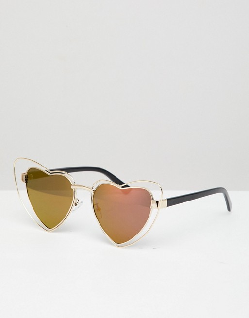 AJ Morgan cat eye heart sunglasses in gold/pink