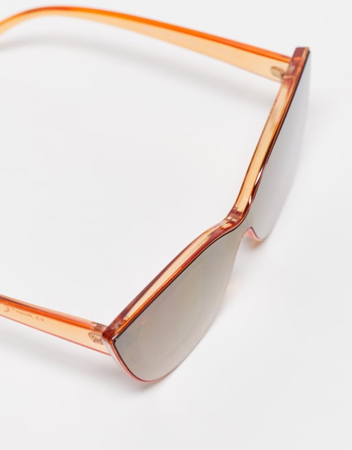 AJ Morgan cat eye rimless sunglasses in mirrored gold | ASOS display picture 1