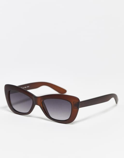 AJ Morgan - Cat Eye-solbriller med chunky stel i matbrun