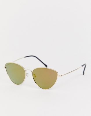 AJ Morgan – Cat eye-solglasögon i metall med spegelglas i guld/rosa