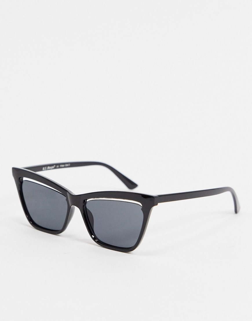 AJ Morgan cat eye sunglasses in black with lens cut out