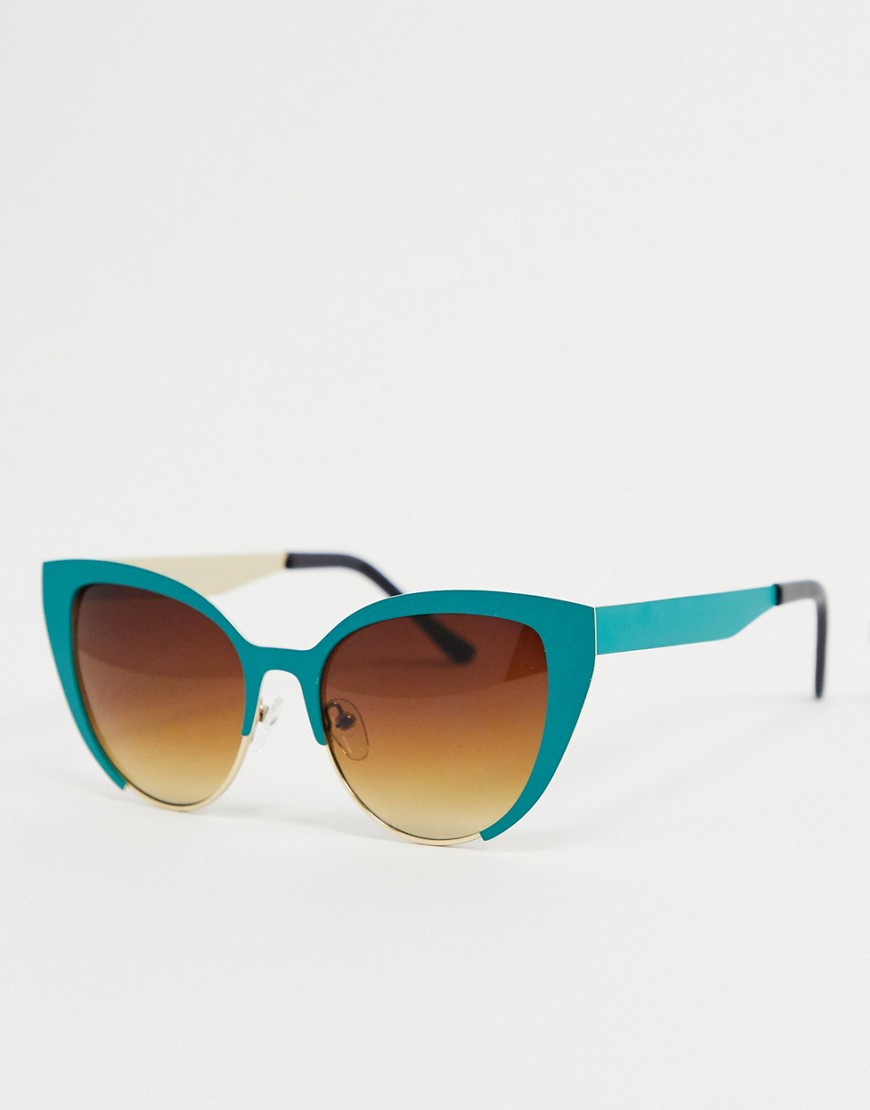 Aj Morgan Cat Eye Sunglasses In Dark Teal-green