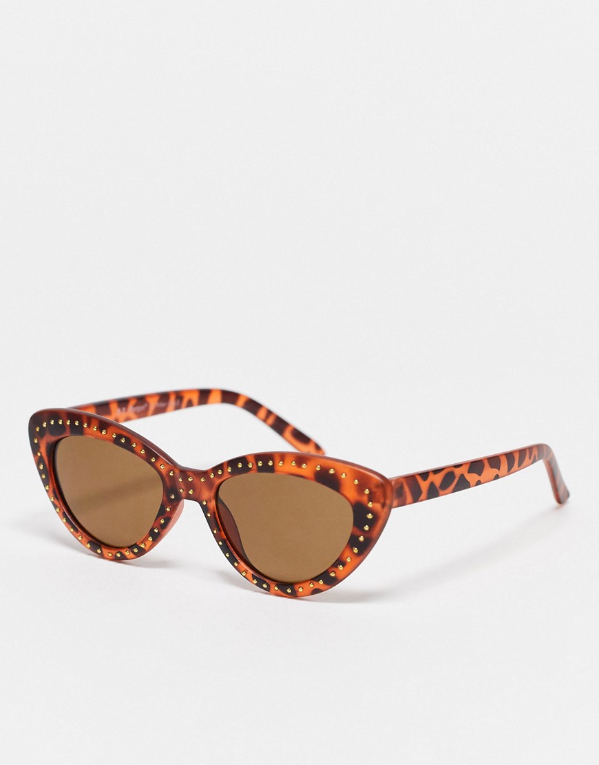 Aj Morgan Cat Eye Sunglasses In Embellished Tortoiseshell-brown