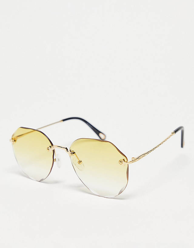 AJ Morgan - chantilly round hex festival sunglasses in gold