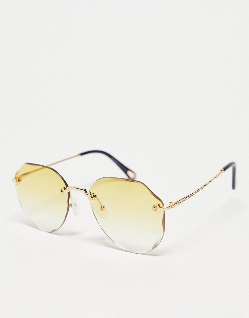 chantilly round hex sunglasses in gold