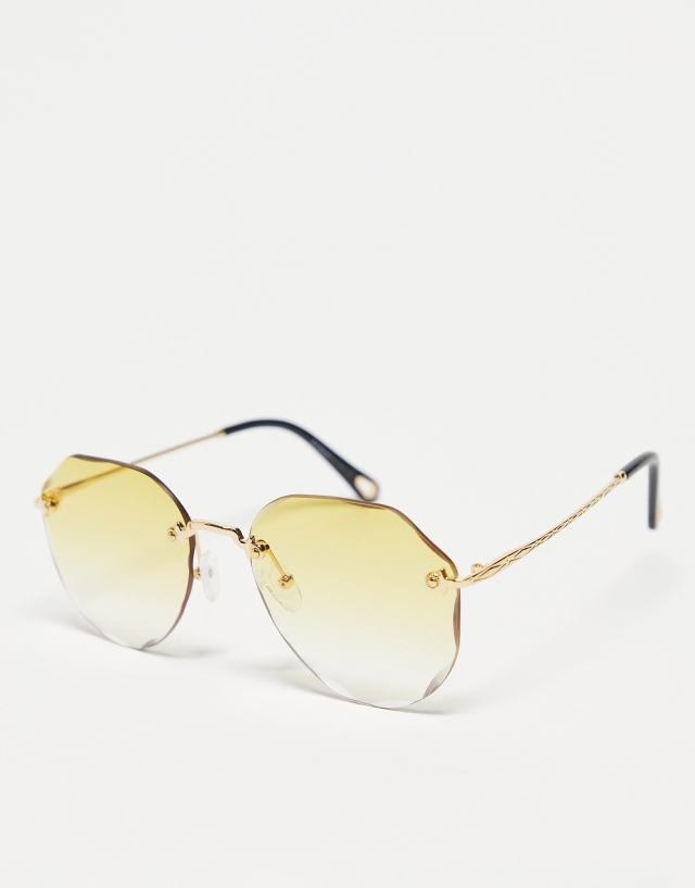 AJ Morgan chantilly round hex sunglasses in gold