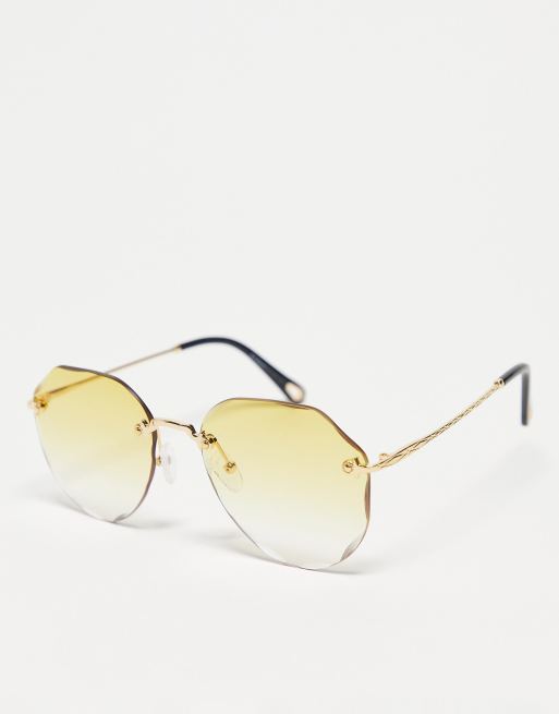 AJ Morgan – Chantilly – Sechseckige, abgerundete Festival-Sonnenbrille in Gold