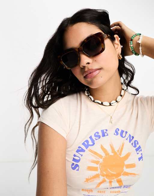AJ Morgan - Chunky cat eye zonnebril in tortoise