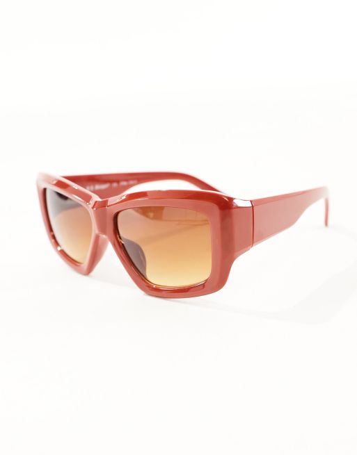  AJ Morgan rust orange brown thick square frame 90s rectangular sunglasses AJ Morgan chunky square sunglasses in amber | ASOS main image 2