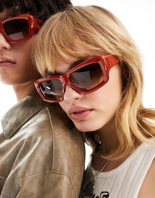 AJ Morgan chunky sunglasses in rust | ASOS display picture 2