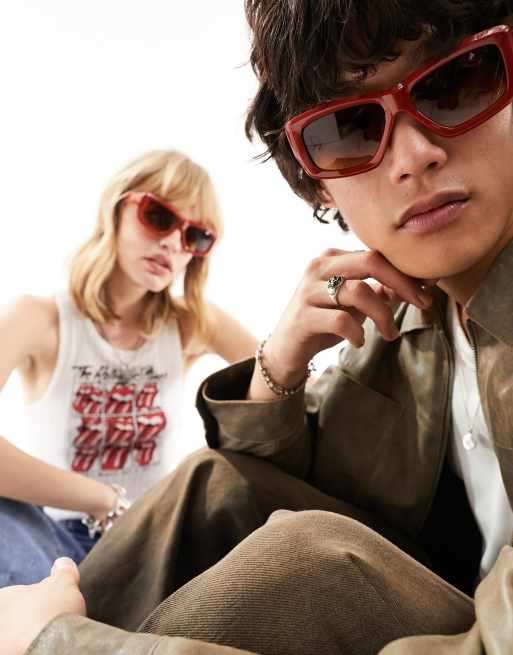 AJ Morgan chunky sunglasses in rust | ASOS display picture 1