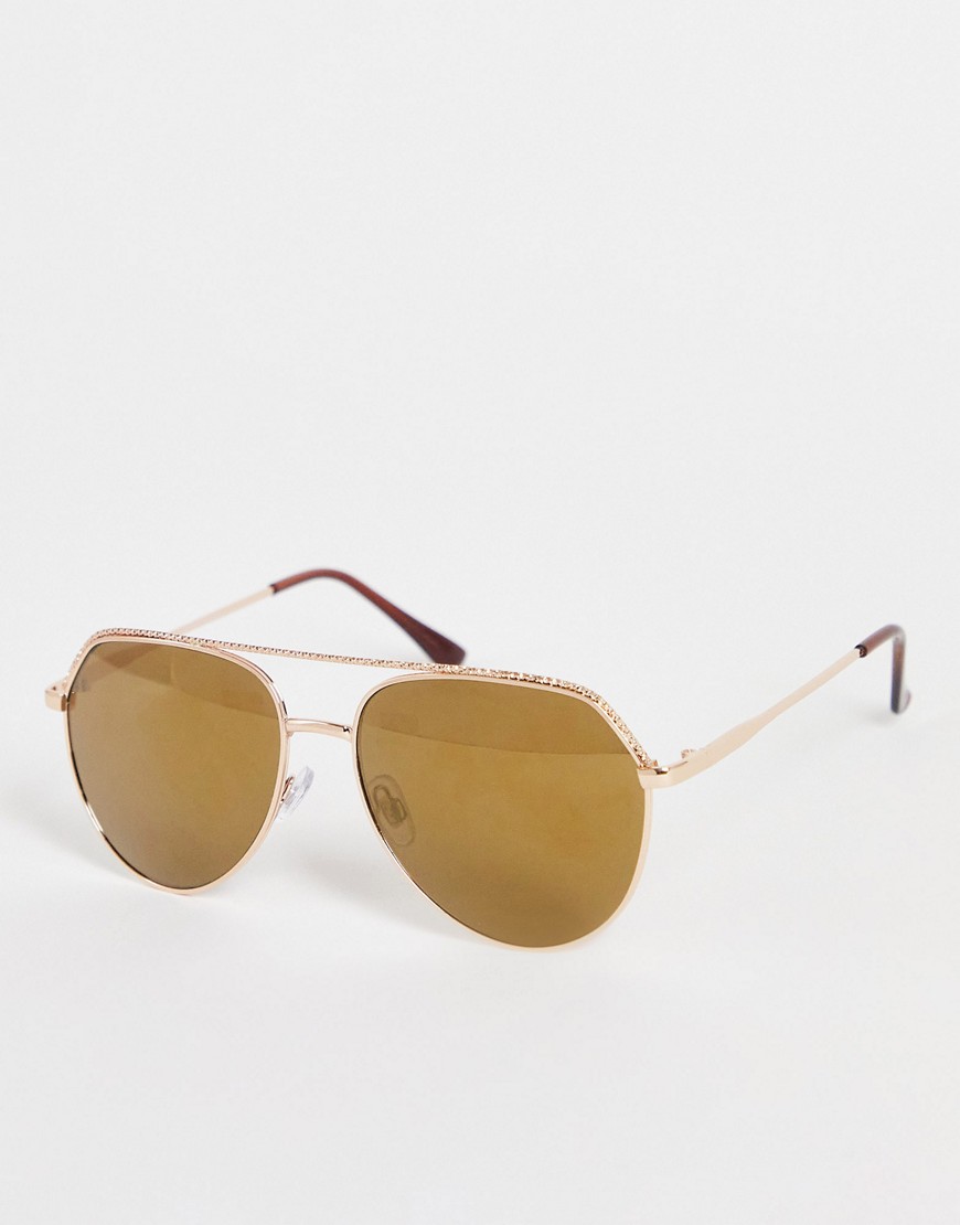 Aj Morgan Dorado Metal Aviator Sunglasses In Gold Brown