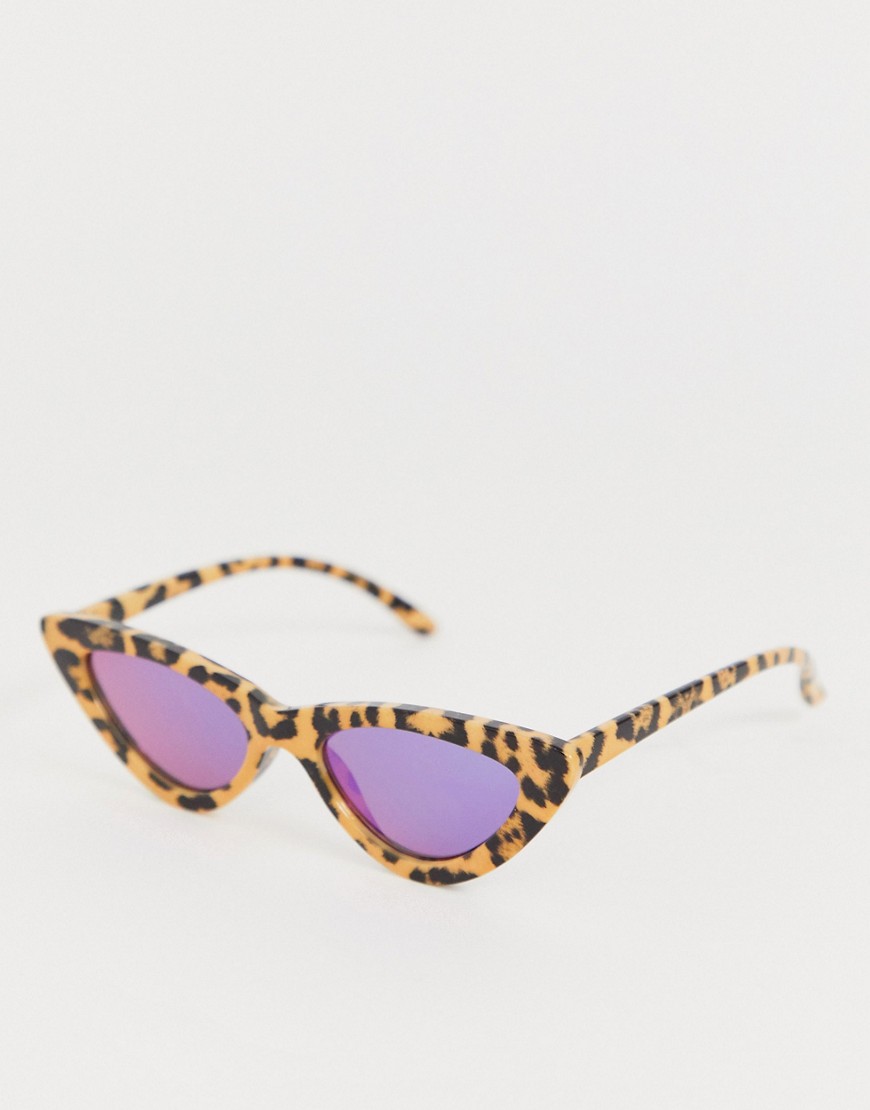 AJ Morgan – Gepardmönstrade cat eye-solglasögon med smala bågar-Beige