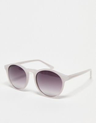 AJ Morgan grad school retro round festival sunglasses in lilac