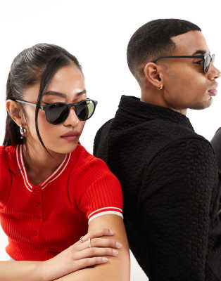 AJ Morgan grad school round sunglasses in matte black - ASOS Price Checker